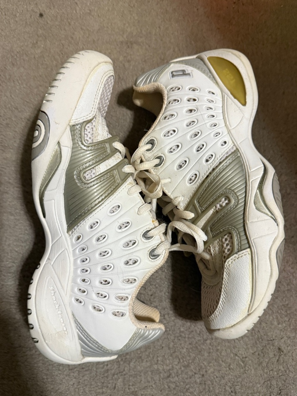 Women’s Prince T22 White and Light Gray size 7 Athletic Sneakers - GUC